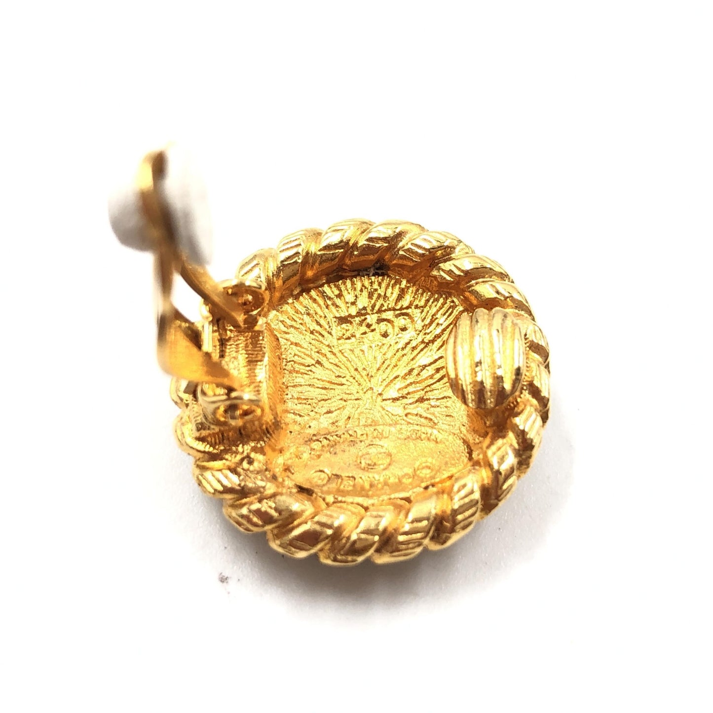 Chanel Preloved Gold Plated CC Clip On Earrings - Timeless Elegance with Character