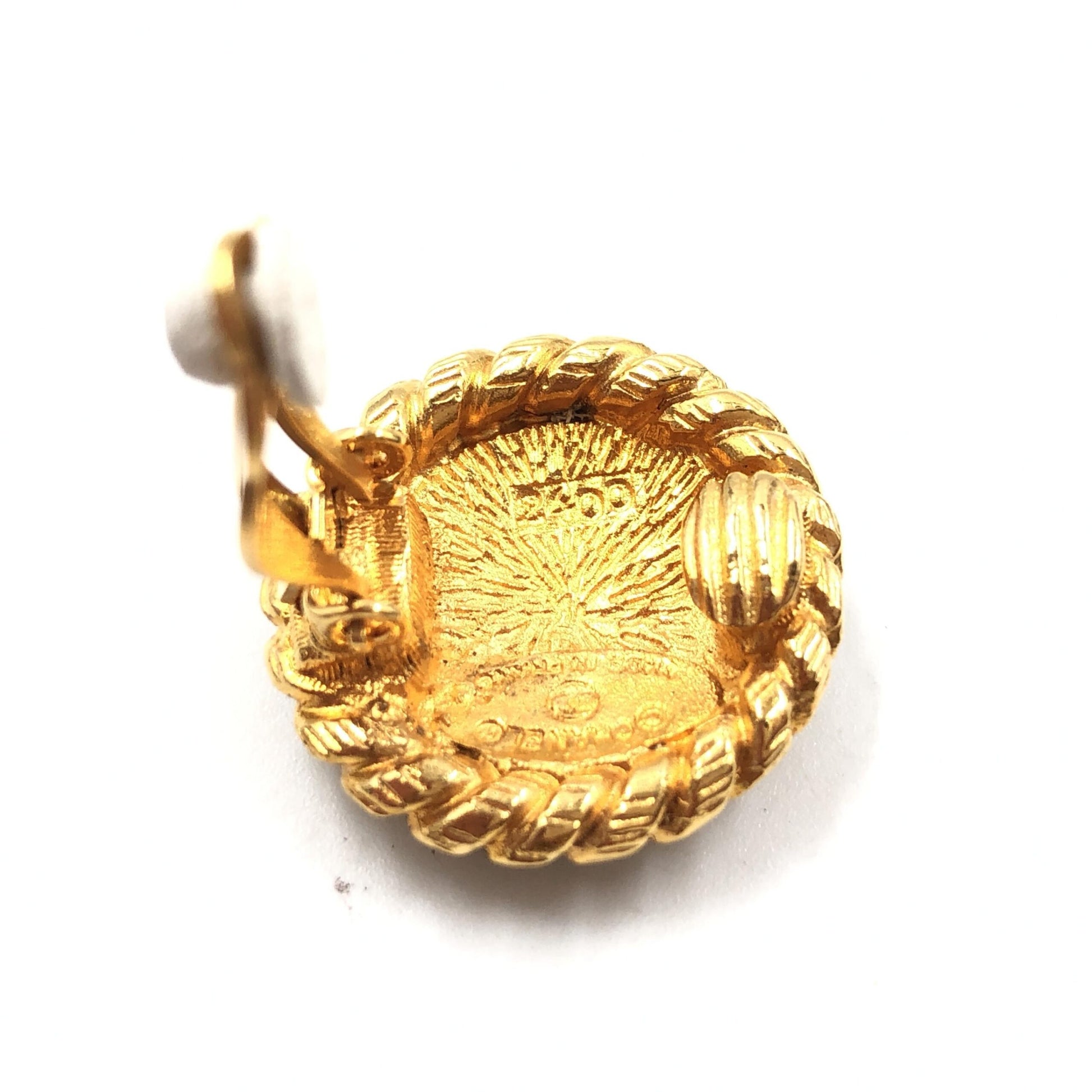 Chanel Preloved Gold Plated CC Clip On Earrings - Timeless Elegance with Character