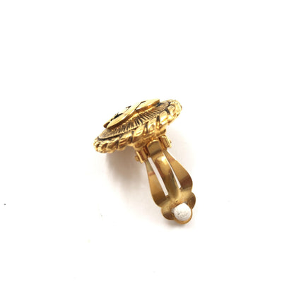 Chanel Preloved Gold Plated CC Clip On Earrings - Timeless Elegance with Character