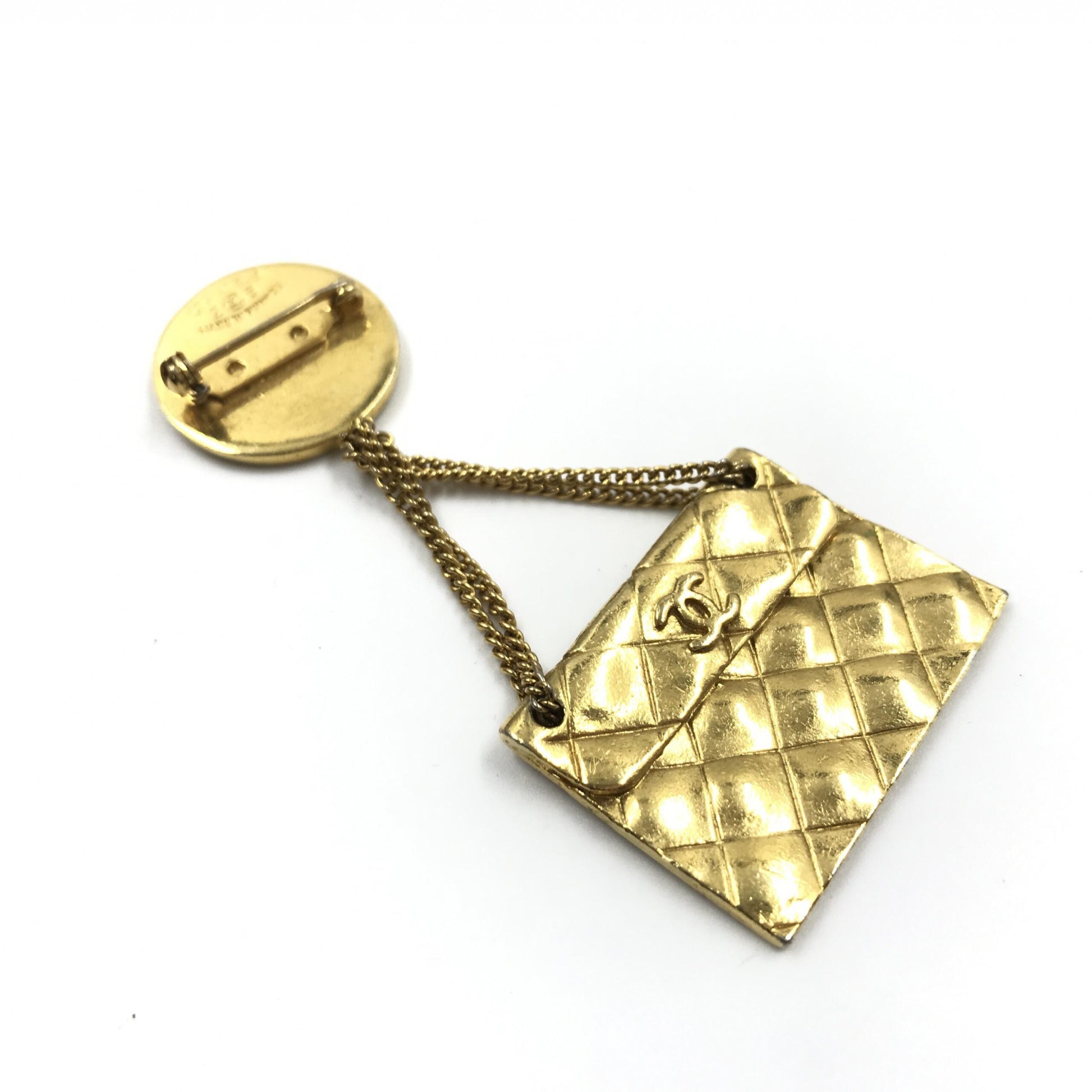 Chanel Preloved Gold Plated Bag Motif Brooch – Timeless Elegance with Vintage Charm