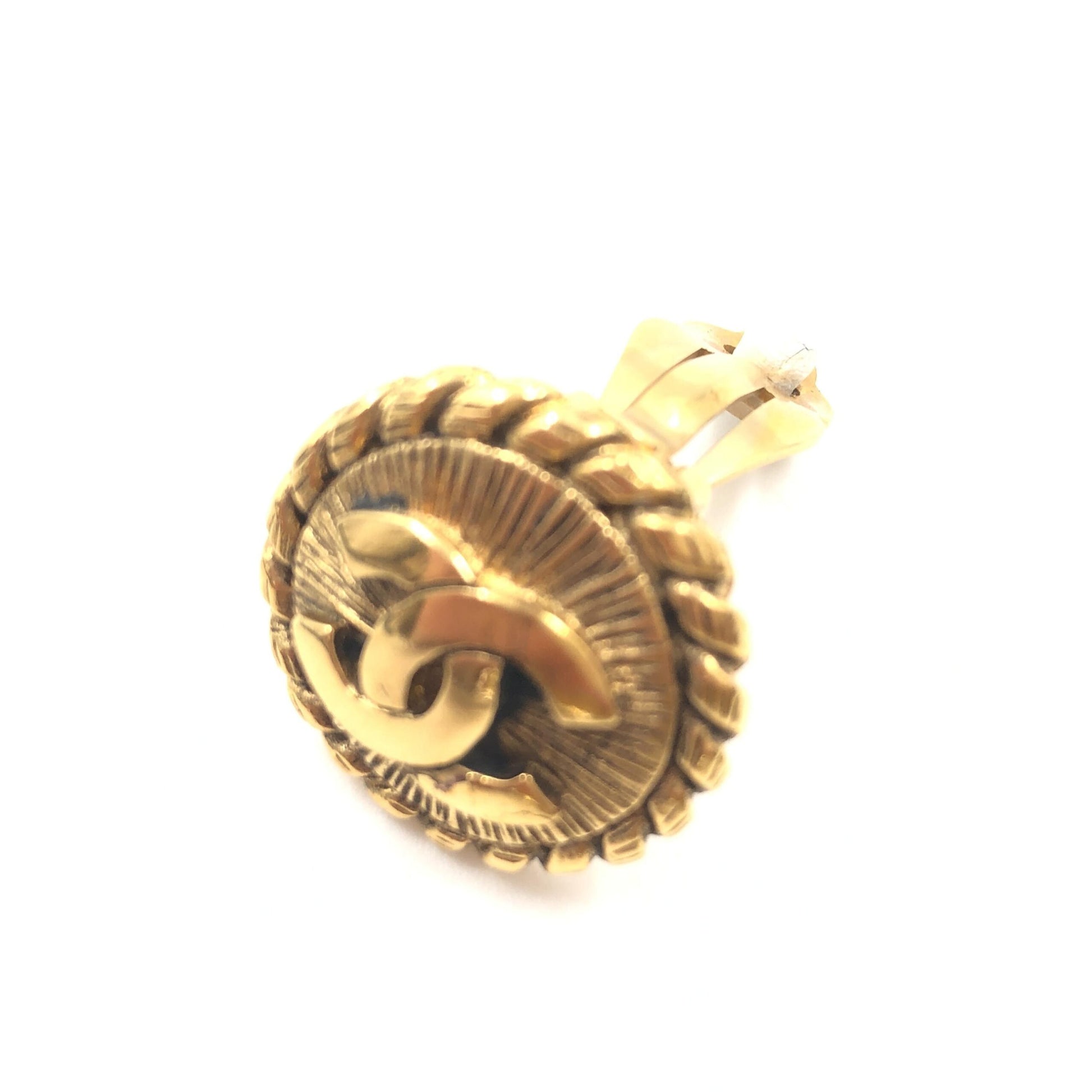 Chanel Preloved Gold Plated CC Clip On Earrings - Timeless Elegance with Character