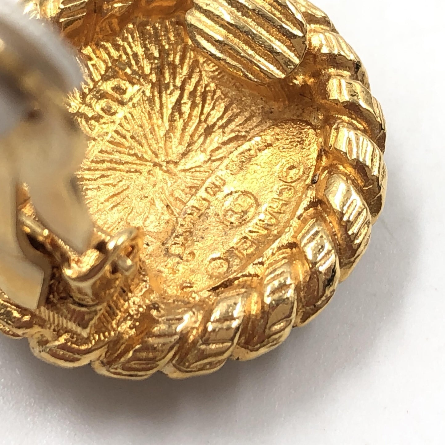 Chanel Preloved Gold Plated CC Clip On Earrings - Timeless Elegance with Character