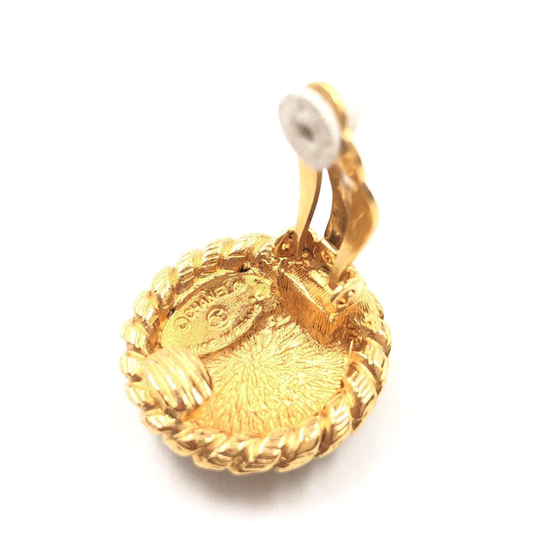 Chanel Preloved Gold Plated CC Clip On Earrings - Timeless Elegance with Character