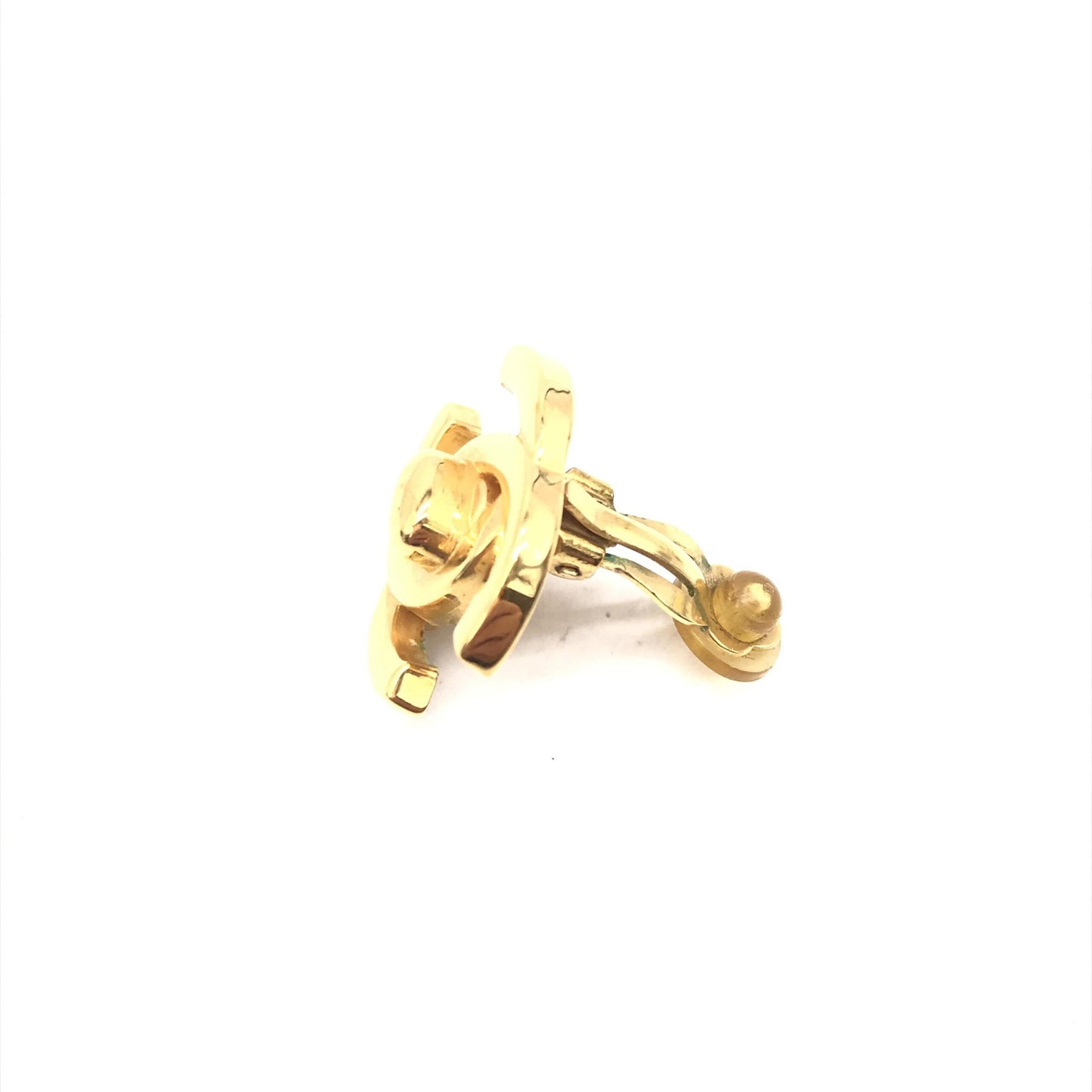 Chanel Preloved Gold Plated CC Turnlock Clip-On Earrings with Vintage Charm