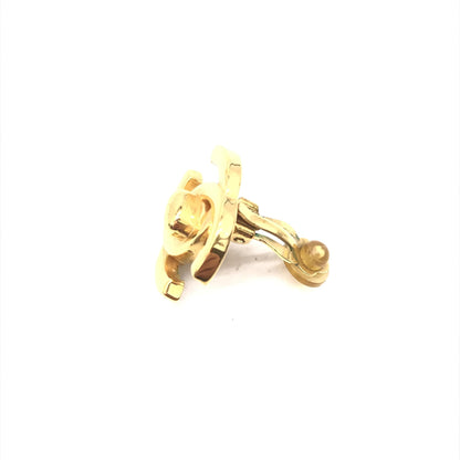Chanel Preloved Gold Plated CC Turnlock Clip-On Earrings with Vintage Charm