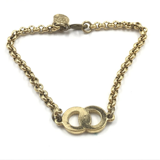 Celine Preloved Gold Plated Chain Bracelet with Logo Charm - Timeless Elegance