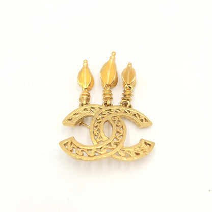Chanel Preloved Gold Plated CC Logo Brooch – A Pristine Testament to Timeless Elegance