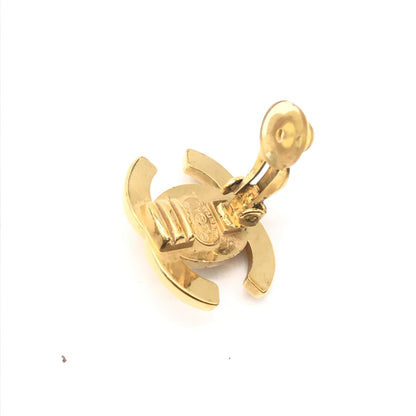 Chanel Preloved Gold Plated CC Turnlock Clip-On Earrings with Vintage Charm