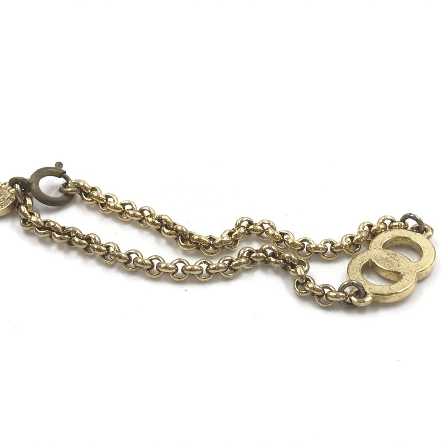 Celine Preloved Gold Plated Chain Bracelet with Logo Charm - Timeless Elegance
