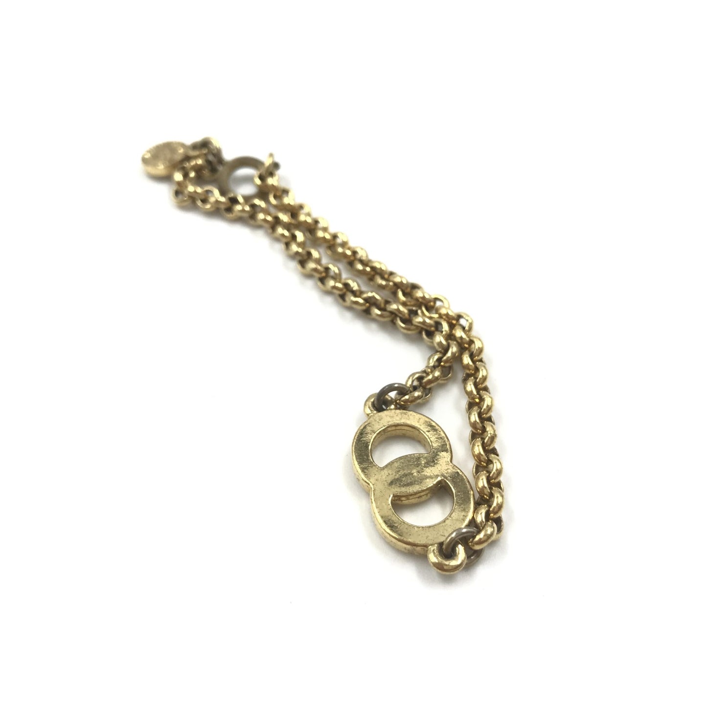 Celine Preloved Gold Plated Chain Bracelet with Logo Charm - Timeless Elegance