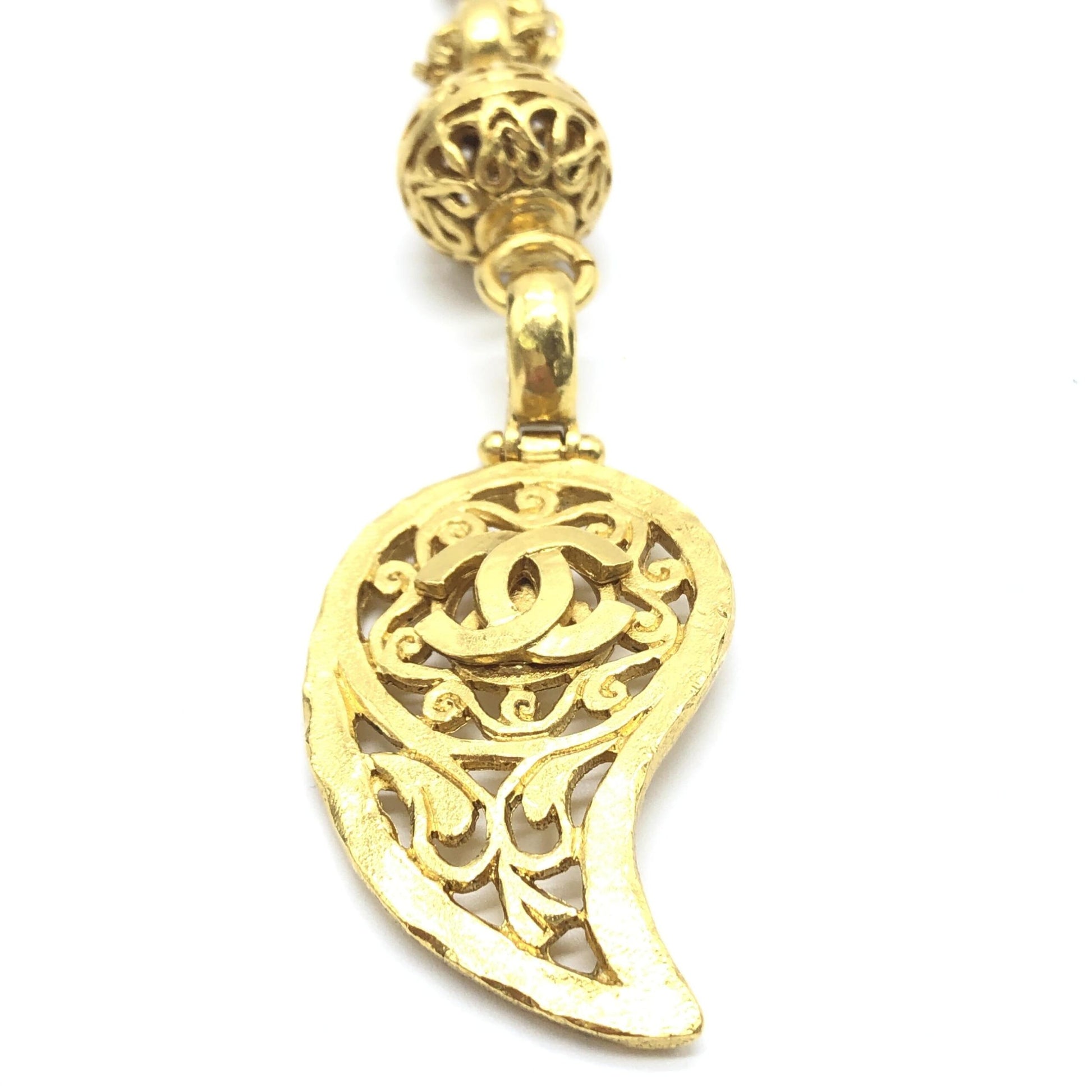 Chanel Preloved Gold Plated Coco Mark Necklace – A Timeless Jewel of Elegance