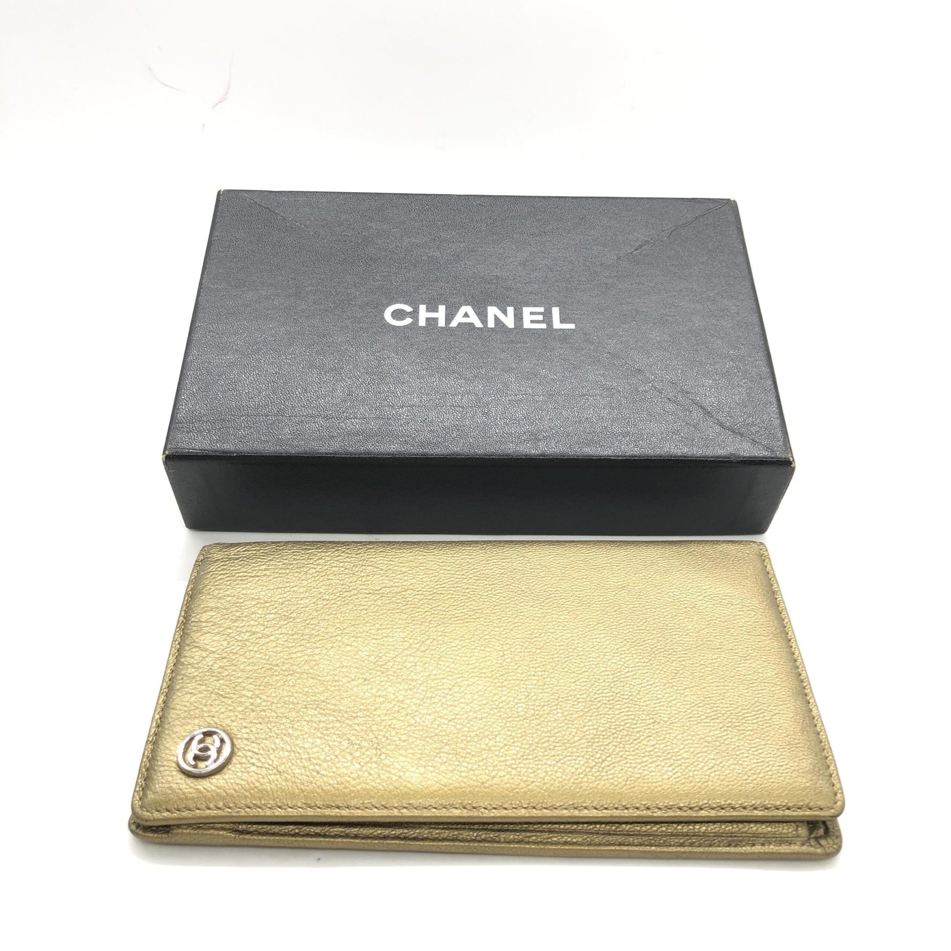 Chanel Preloved Gold Tone Caviar Leather Bifold Wallet - Timeless Elegance with Original Box