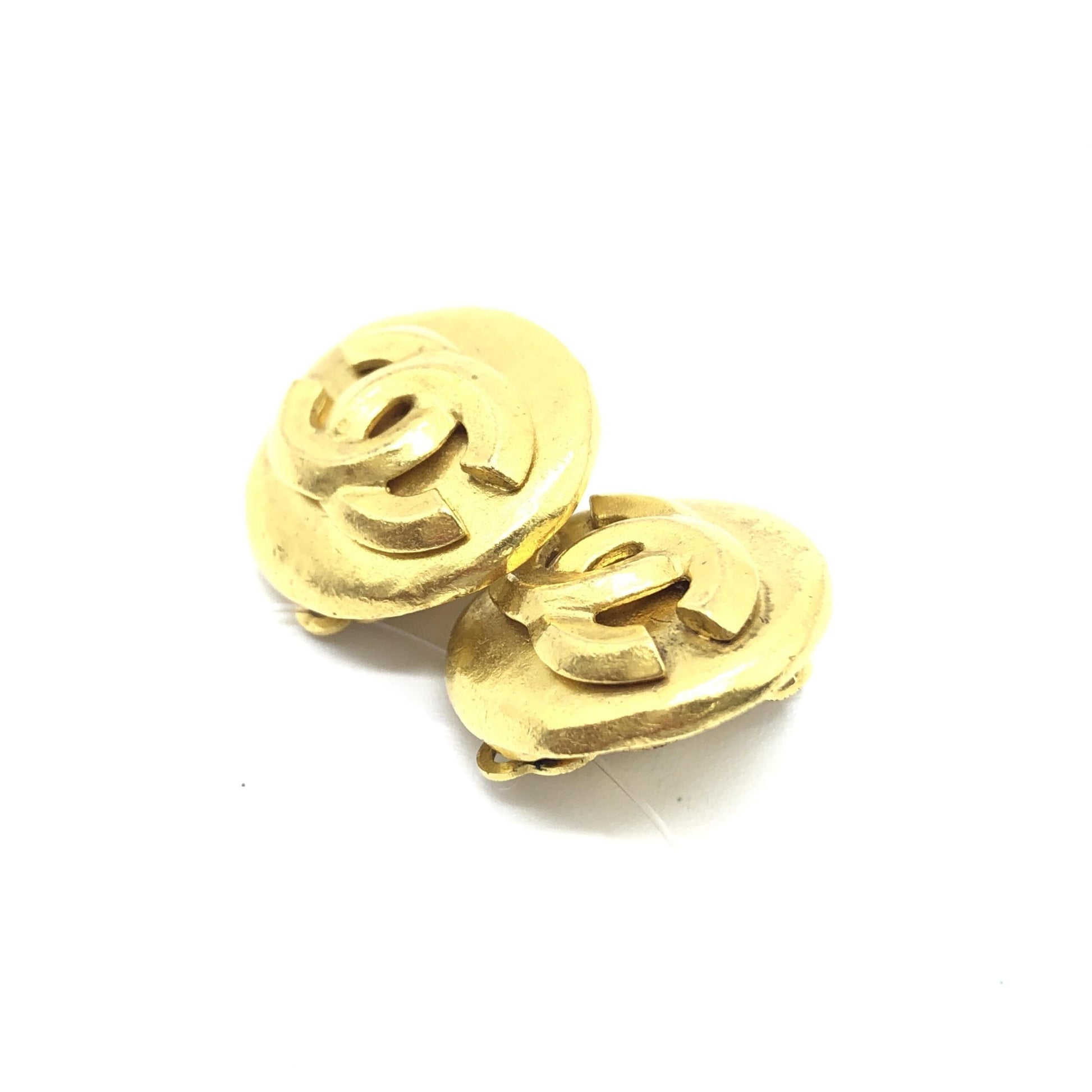 Chanel Preloved Gold Tone CC Clip-On Earrings - Timeless Elegance in B+ Condition