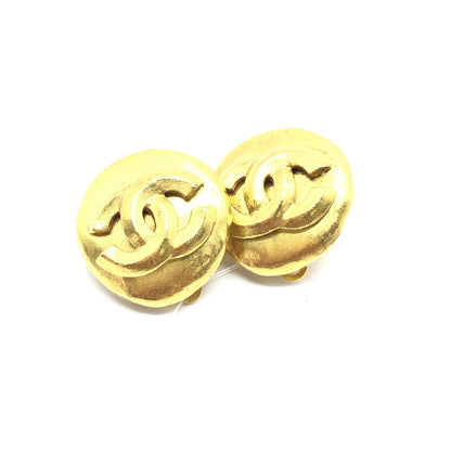 Chanel Preloved Gold Tone CC Clip-On Earrings - Timeless Elegance in B+ Condition