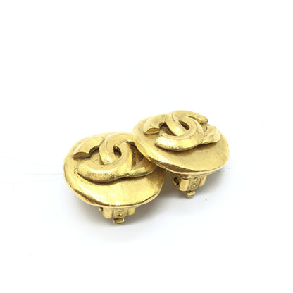 Chanel Preloved Gold Tone CC Clip-On Earrings - Timeless Elegance in B+ Condition