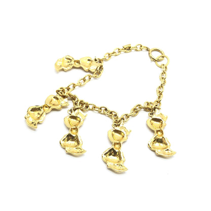Chanel Gold Plated Chain Necklace With Bow Charms - Preloved