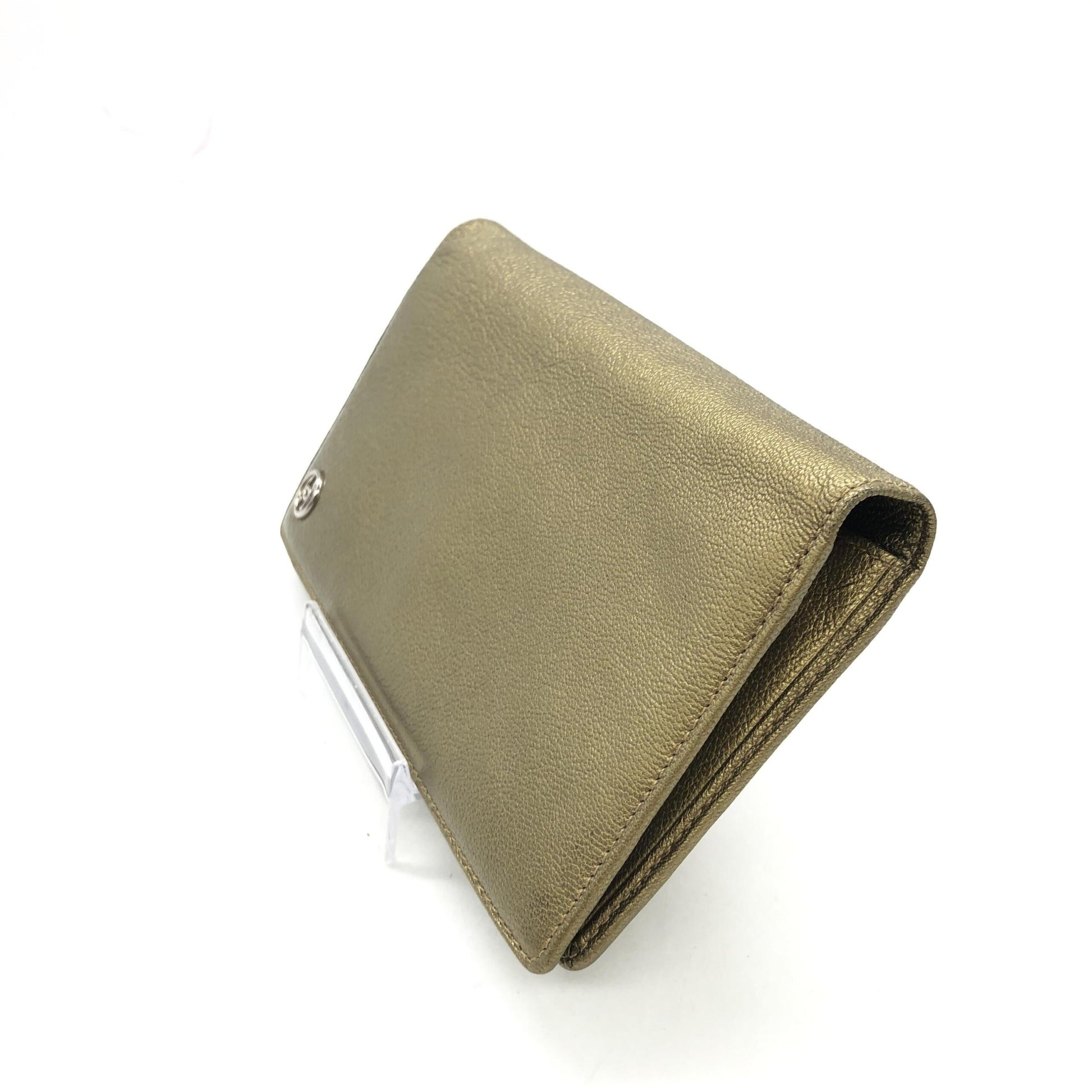 Chanel Preloved Gold Tone Caviar Leather Bifold Wallet - Timeless Elegance with Original Box