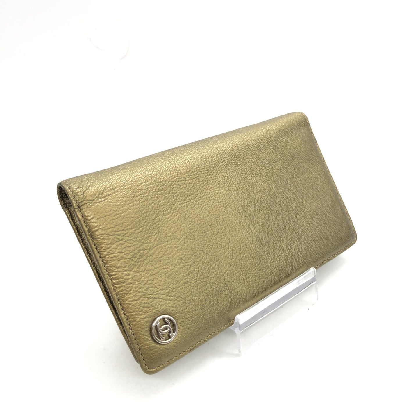 Chanel Preloved Gold Tone Caviar Leather Bifold Wallet - Timeless Elegance with Original Box