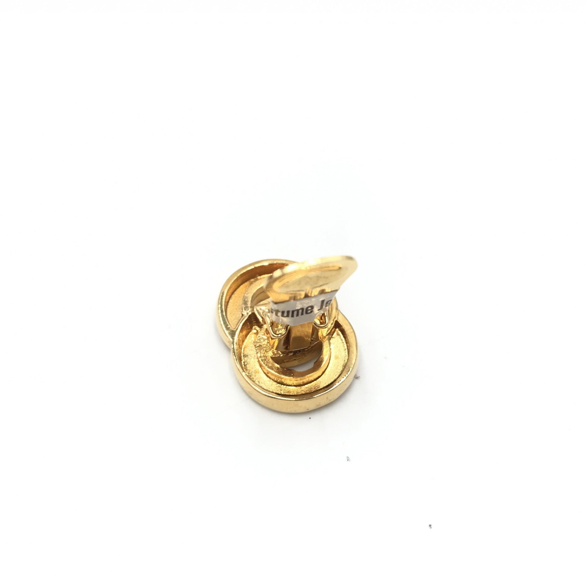 Celine Preloved Gold Tone Double Round Motif Earrings - A Timeless Elegant Statement