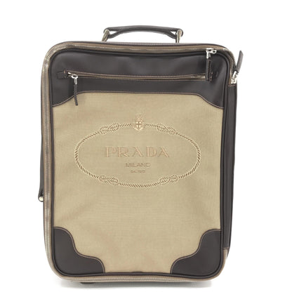 Prada Preloved Jacquard Canvas and Leather Suitcase - Luxurious B+ Condition