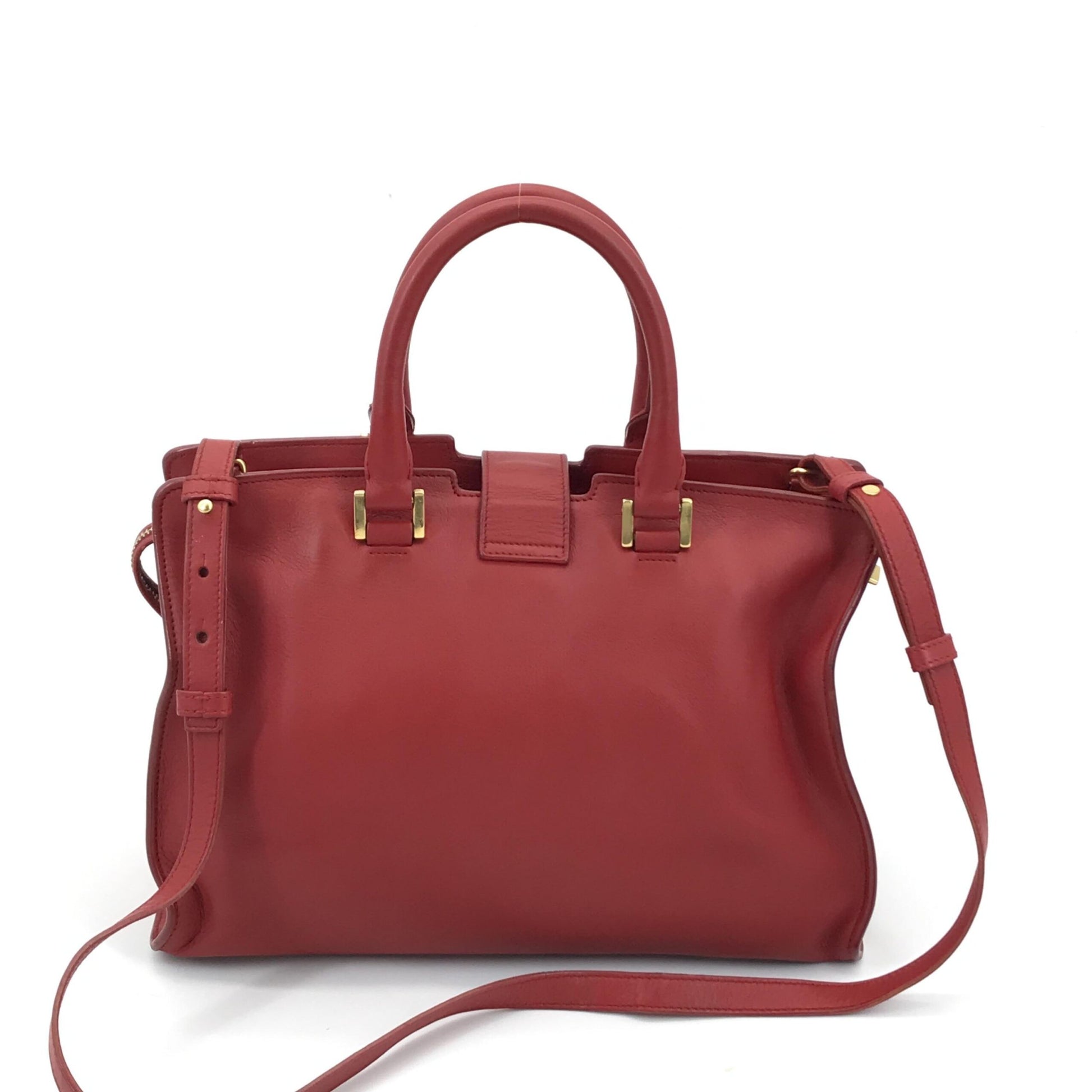 Saint Laurent Preloved Red Leather Handbag with Y Logo - A Timeless Accessory in Good Condition