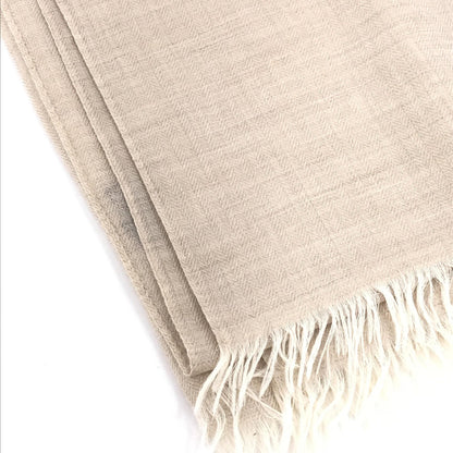 Hermès Preloved Light Beige Linen Scarf with Fringes - A Timeless Luxury Accessory
