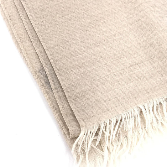 Hermès Preloved Light Beige Linen Scarf with Fringes - A Timeless Luxury Accessory