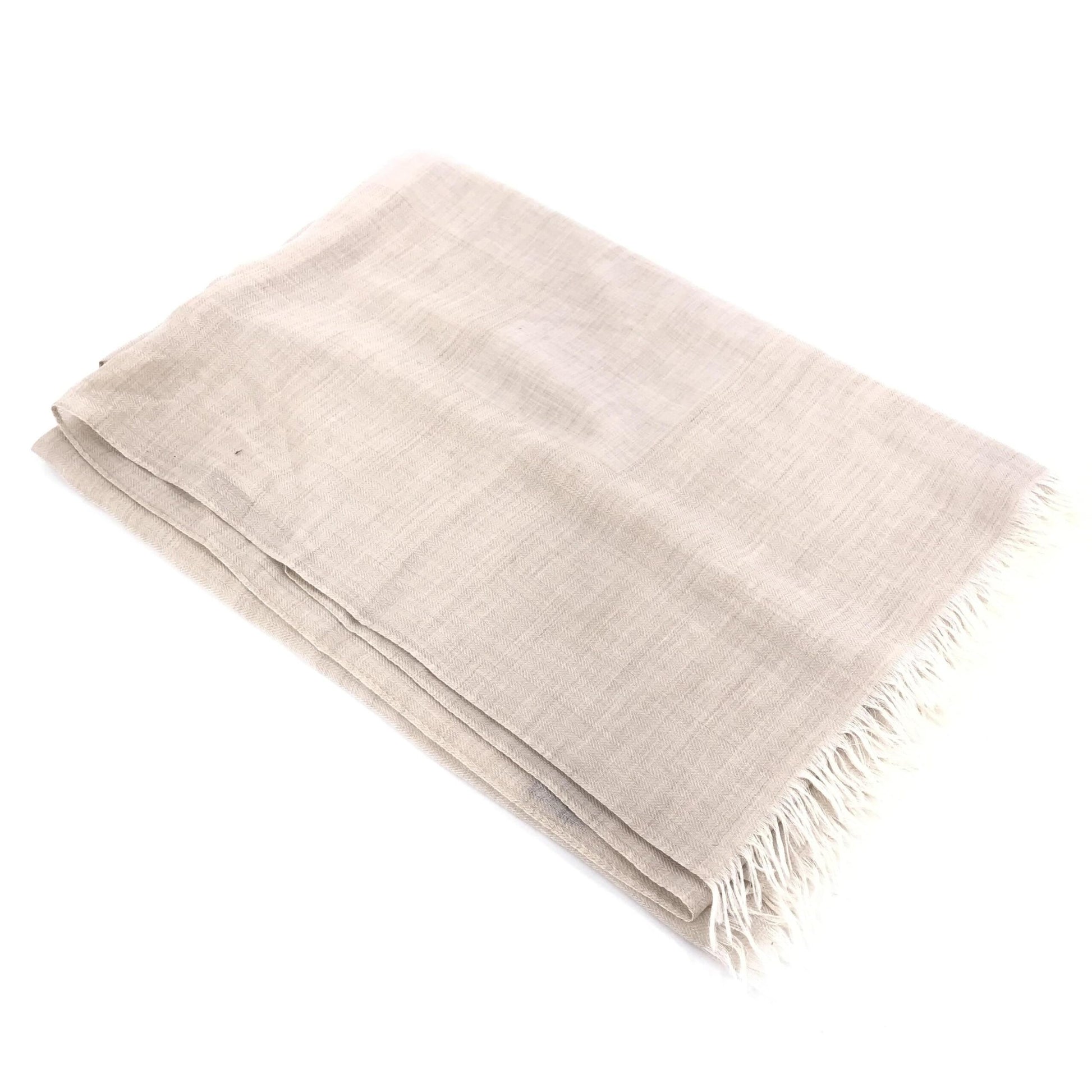Hermès Preloved Light Beige Linen Scarf with Fringes - A Timeless Luxury Accessory