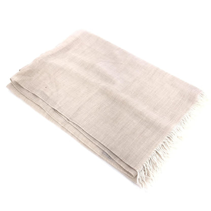 Hermès Preloved Light Beige Linen Scarf with Fringes - A Timeless Luxury Accessory