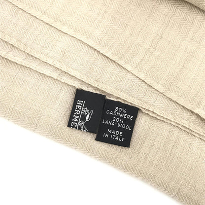 Hermès Preloved Light Beige Linen Scarf with Fringes - A Timeless Luxury Accessory