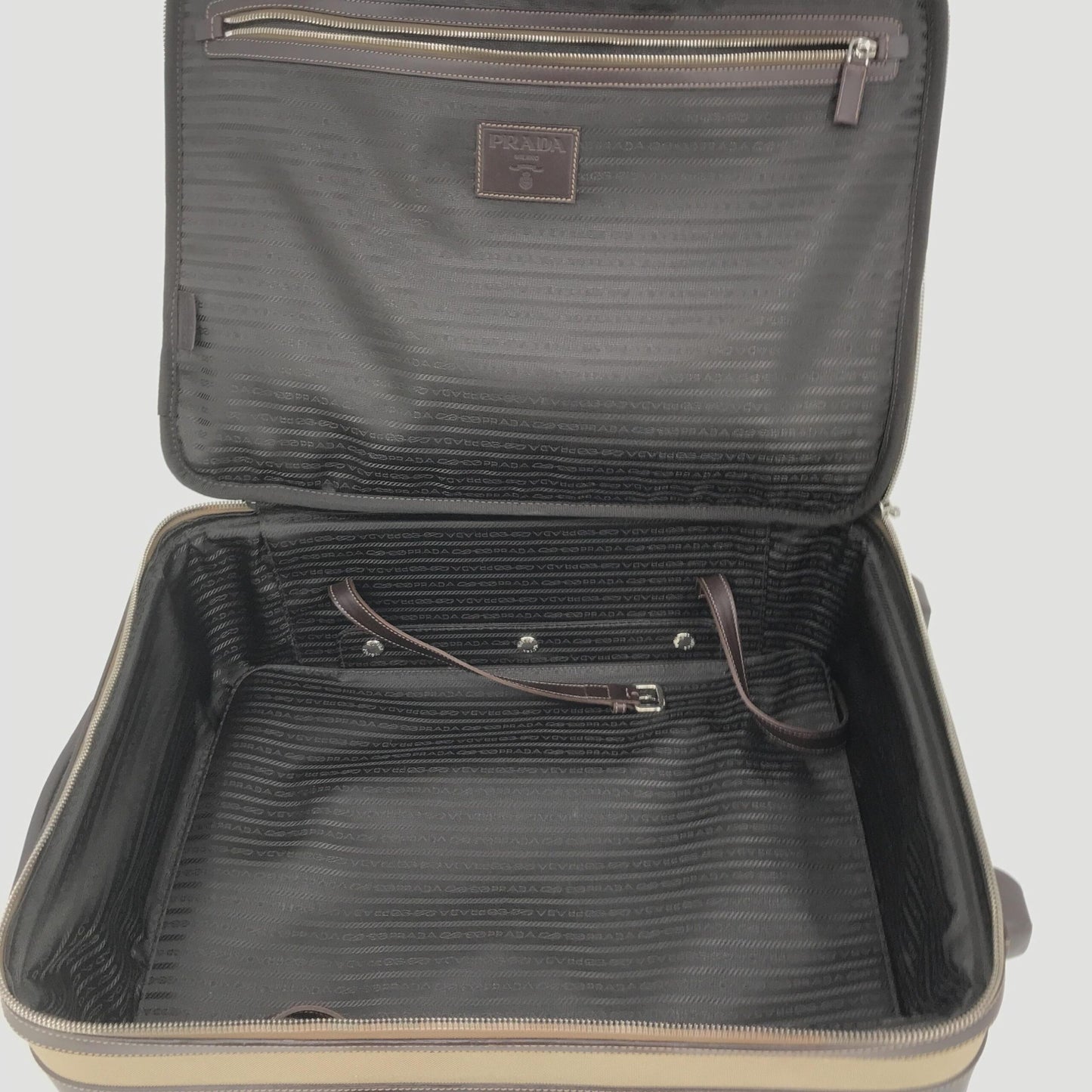 Prada Preloved Jacquard Canvas and Leather Suitcase - Luxurious B+ Condition
