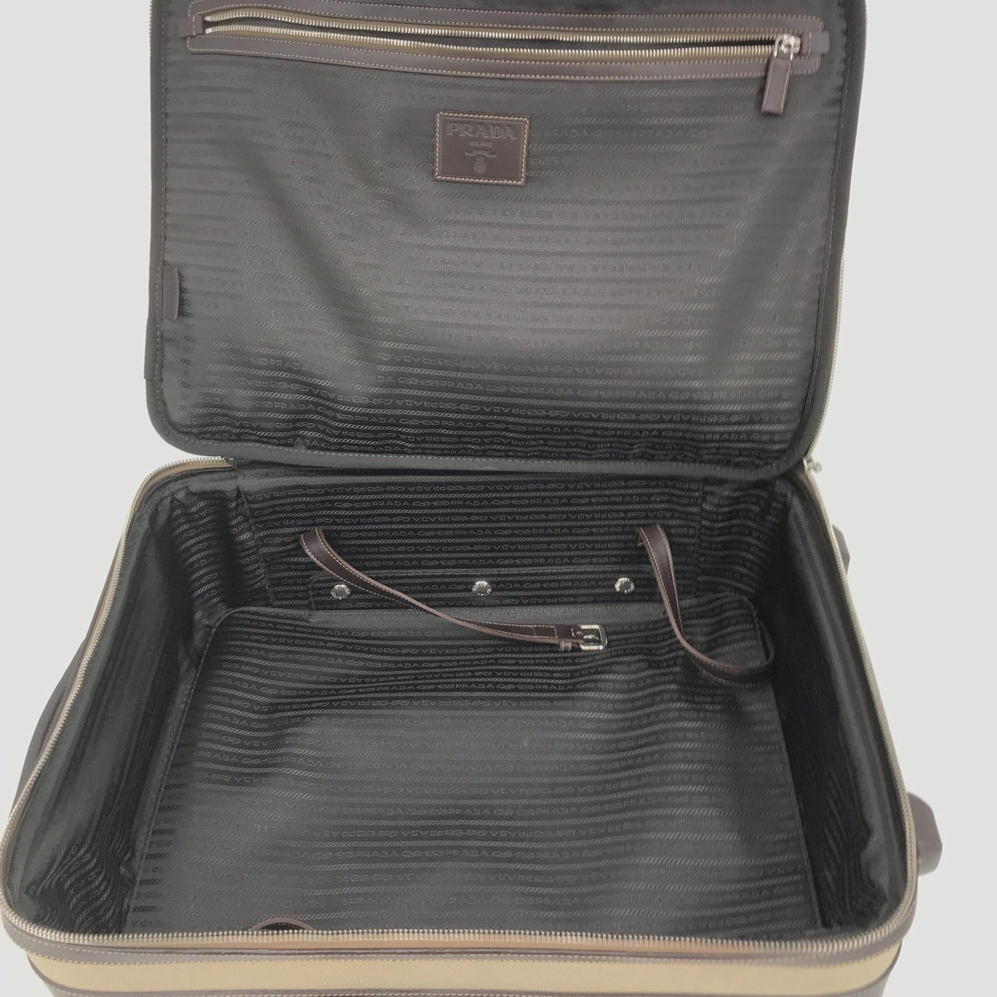 Prada Preloved Jacquard Canvas and Leather Suitcase - Luxurious B+ Condition