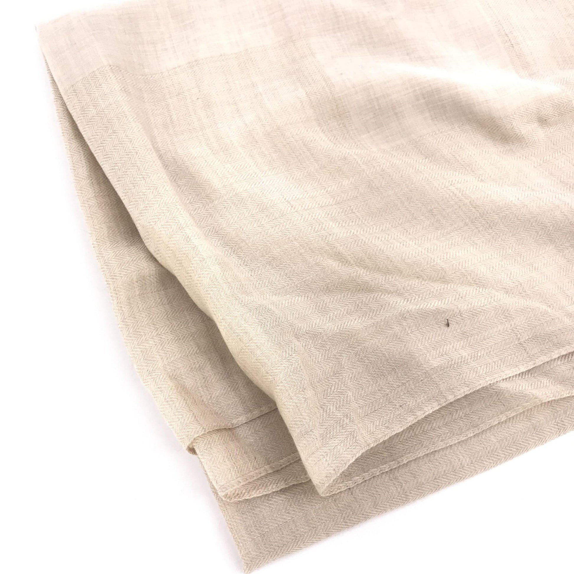 Hermès Preloved Light Beige Linen Scarf with Fringes - A Timeless Luxury Accessory