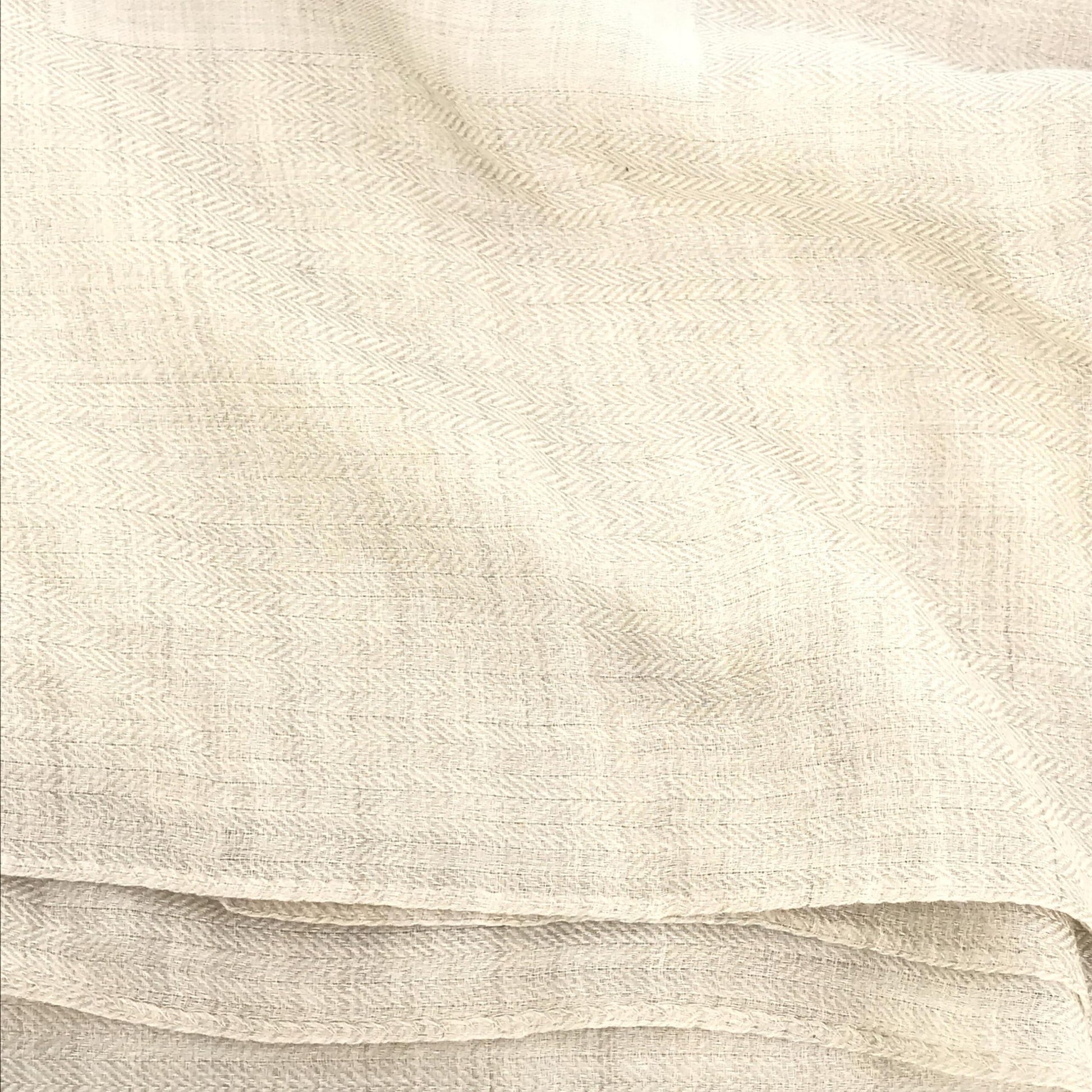 Hermès Preloved Light Beige Linen Scarf with Fringes - A Timeless Luxury Accessory