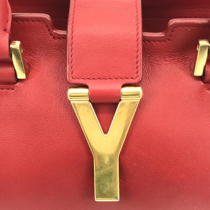 Saint Laurent Preloved Red Leather Handbag with Y Logo - A Timeless Accessory in Good Condition