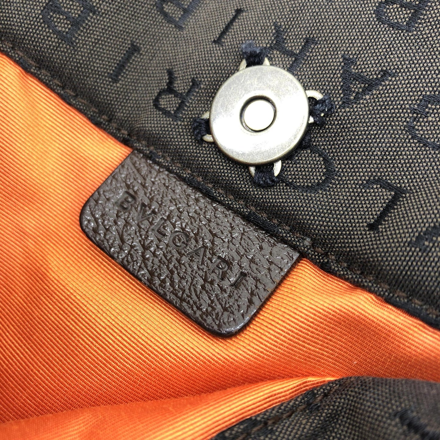 Bulgari Preloved Logo Canvas Tote Bag with Pockets – Timeless Elegance in Brown