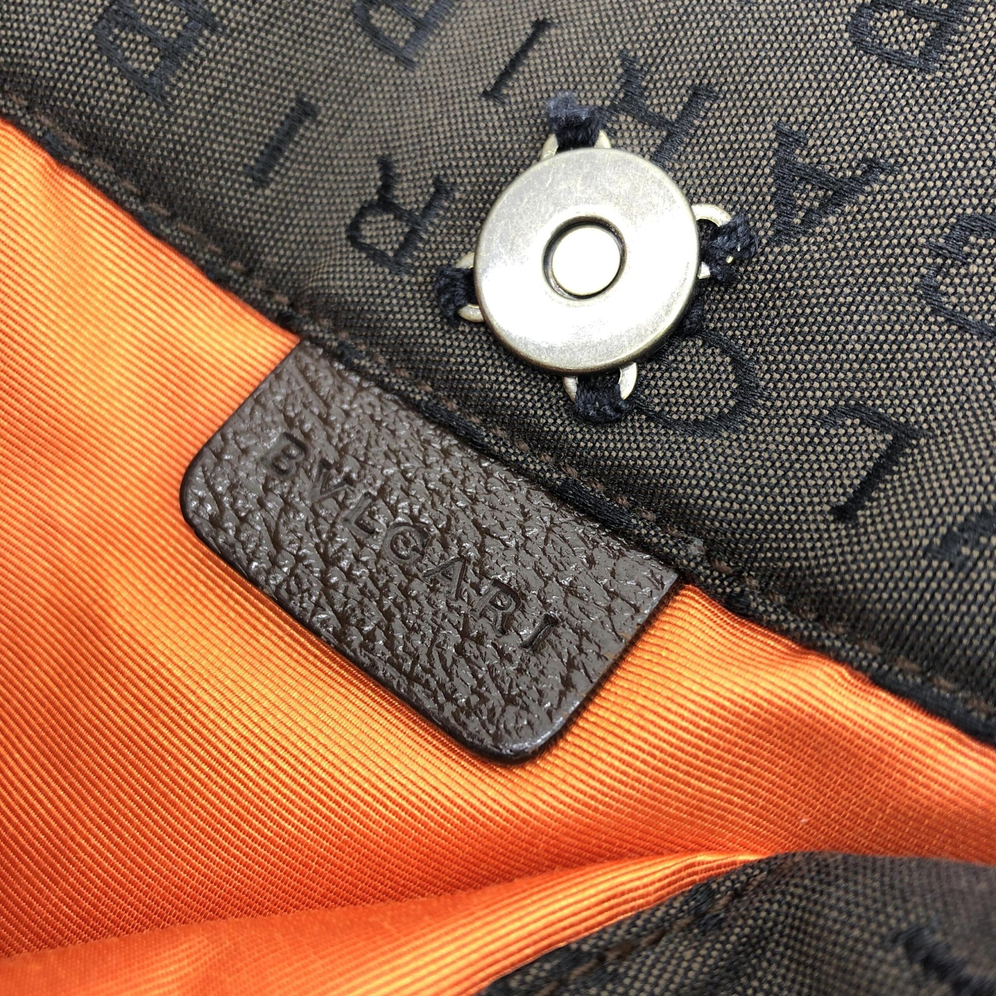 Bulgari Preloved Logo Canvas Tote Bag with Pockets – Timeless Elegance in Brown