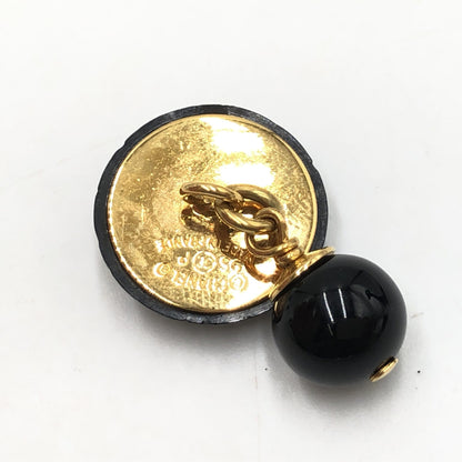 Chanel Matelasse Coco Mark Preloved Black Plastic Cufflinks with Minor Wear