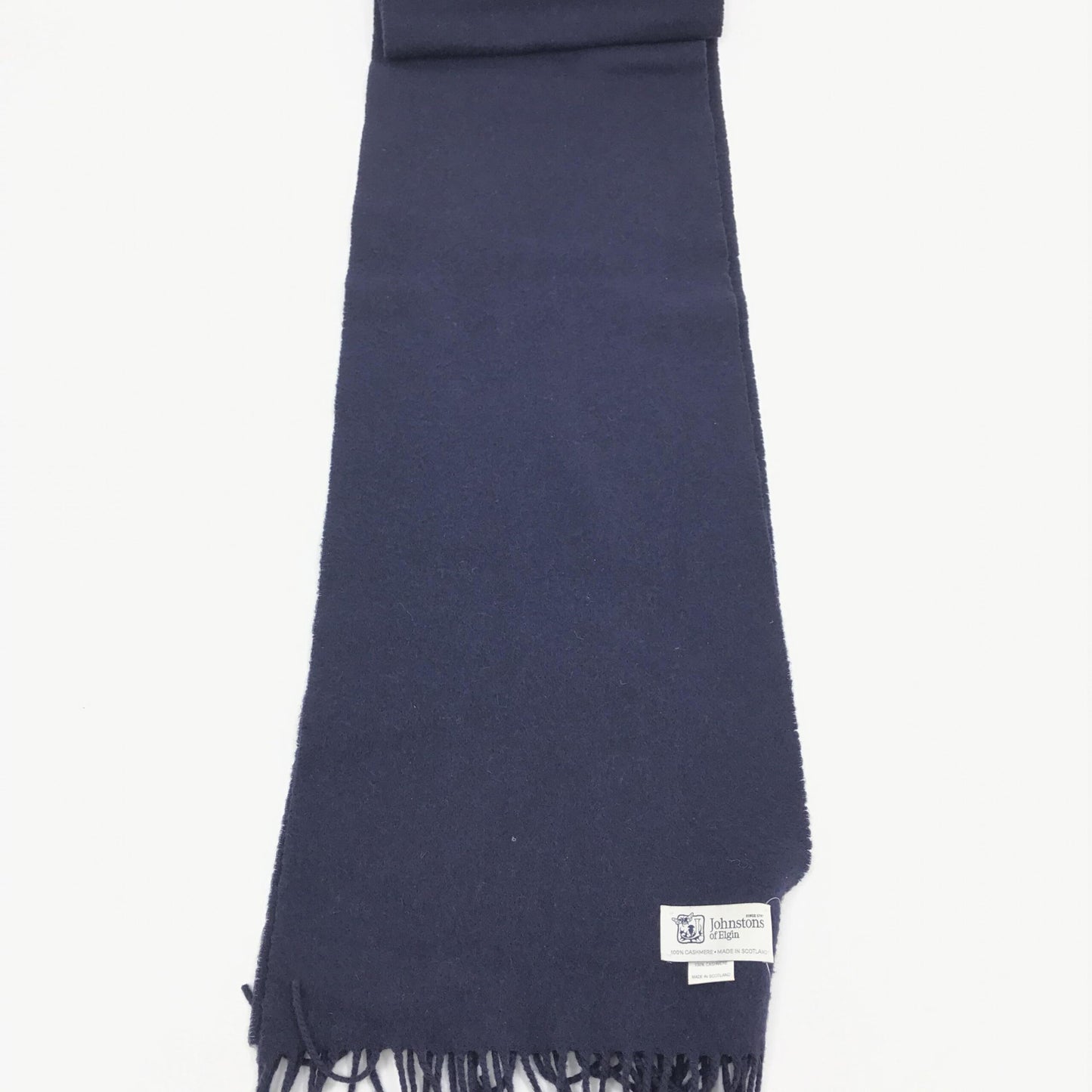 Johnstons of Elgin Preloved Navy Blue Soft Wool Scarf - Timeless Luxury in Pristine Condition