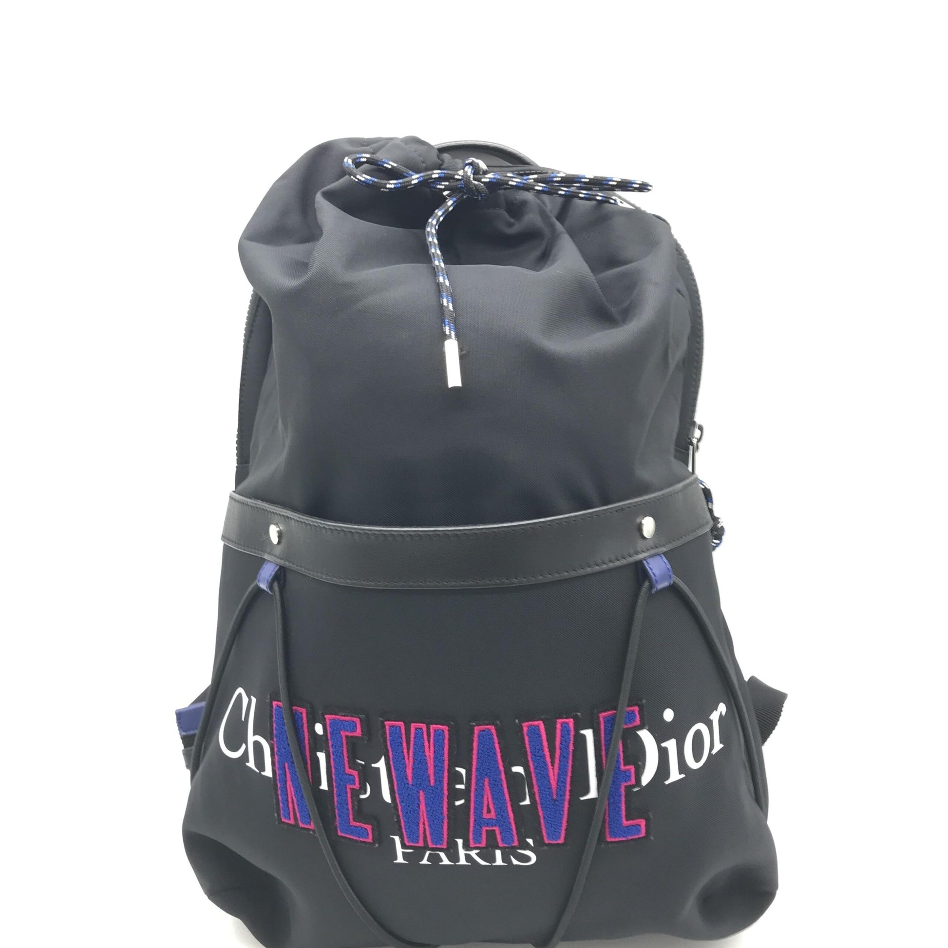 Christian Dior Preloved Newave Drawstring Nylon Backpack in Pristine Black Luxury