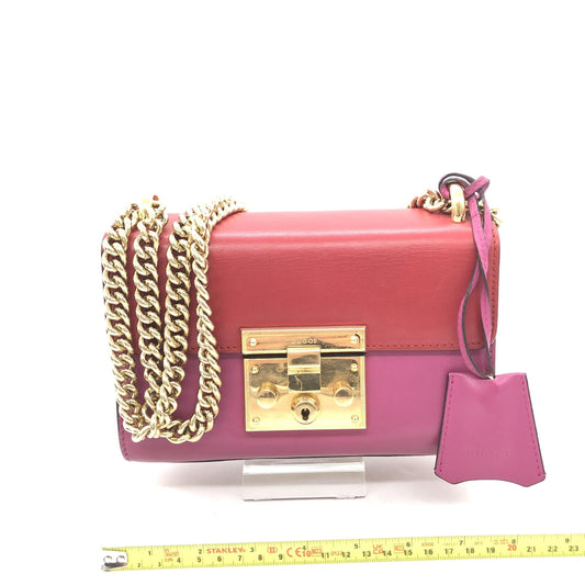 Gucci Preloved Padlock Crossbody Shoulder Bag in Pink with Red Accents