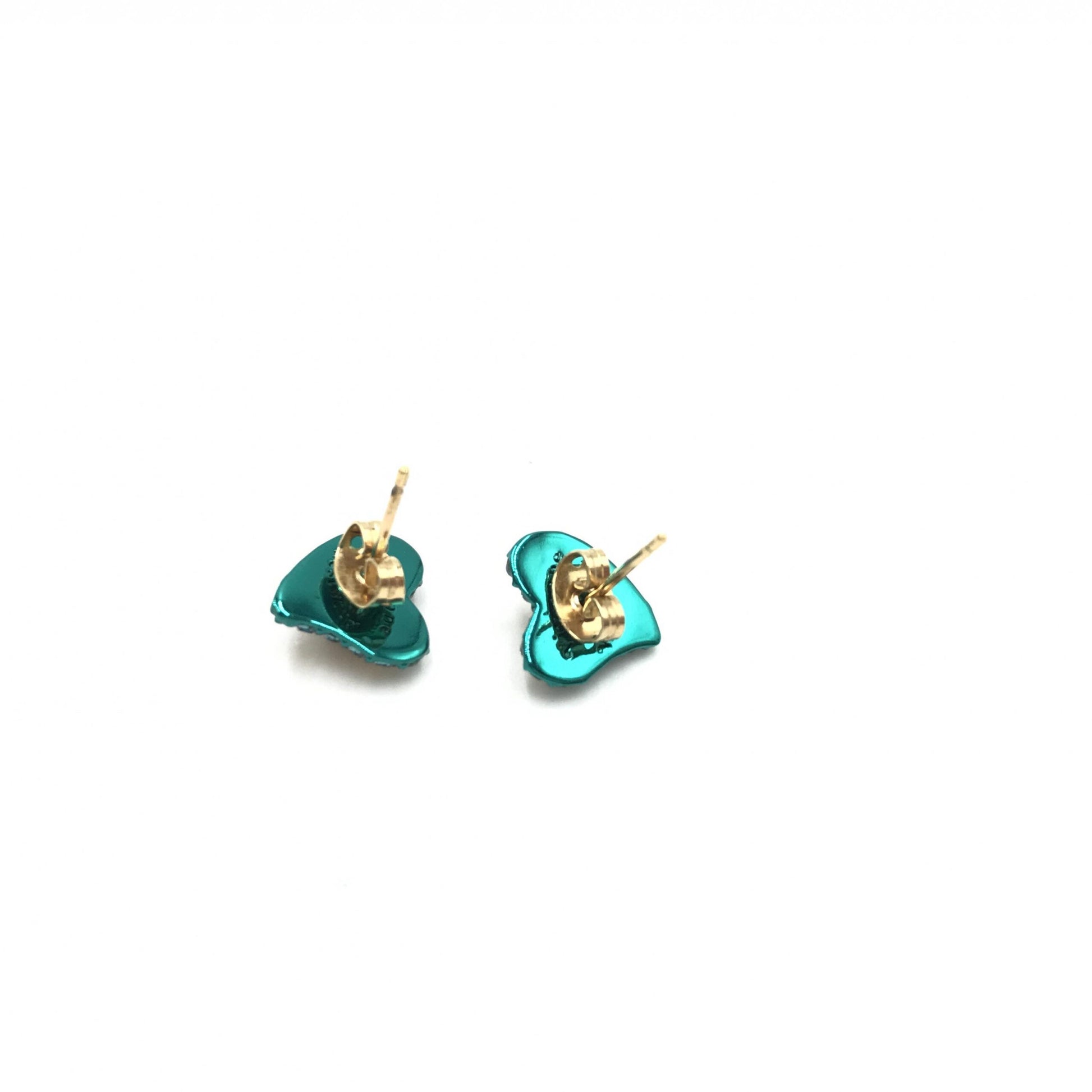 Vivienne Westwood Preloved Orb Heart Earrings in Precious Metal with Gold and Blue Stones