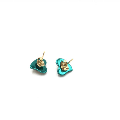 Vivienne Westwood Preloved Orb Heart Earrings in Precious Metal with Gold and Blue Stones