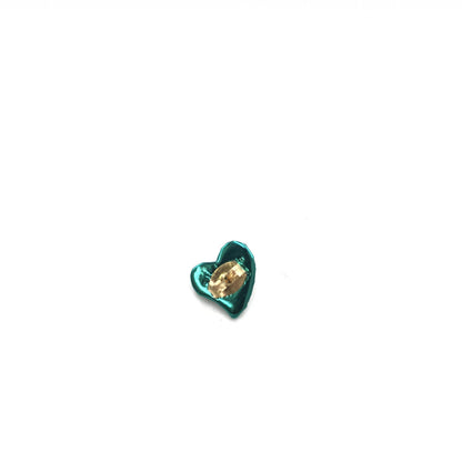 Vivienne Westwood Preloved Orb Heart Earrings in Precious Metal with Gold and Blue Stones