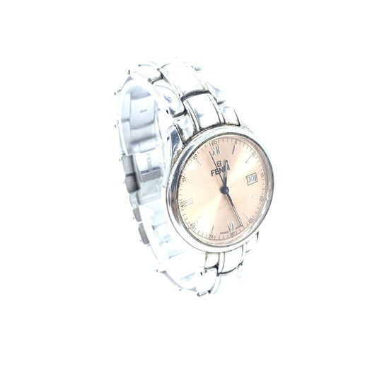 Fendi Preloved Pink Champagne Dial Quartz Watch in Stainless Steel - A Timeless Elegance