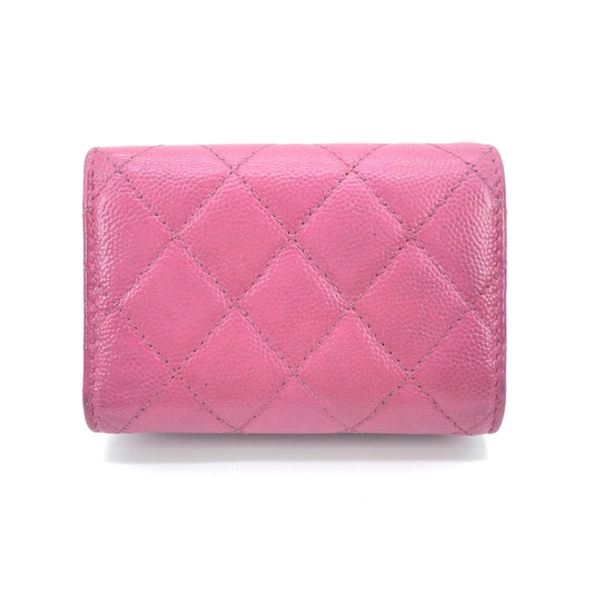 Chanel Preloved Pink Leather Quilted Flap Wallet – A Timeless Luxury Statement Piece