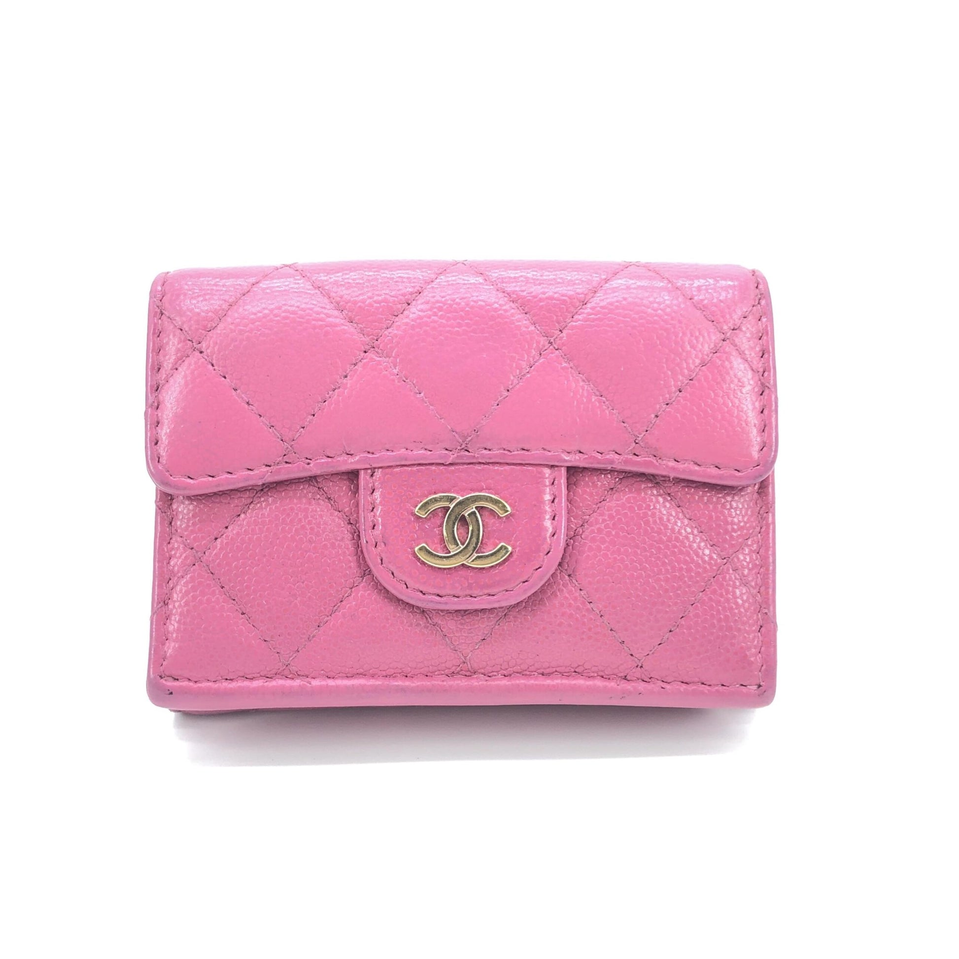 Chanel Preloved Pink Leather Quilted Flap Wallet – A Timeless Luxury Statement Piece