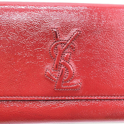 Yves Saint Laurent Preloved Red Patent Leather Clutch Bag – A Timeless Luxury Statement