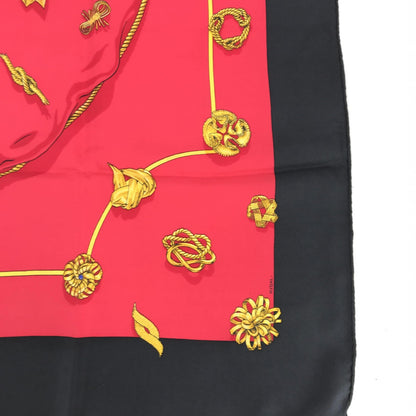 Hermès Preloved Silk Scarf - Timeless Elegance in Black and Red