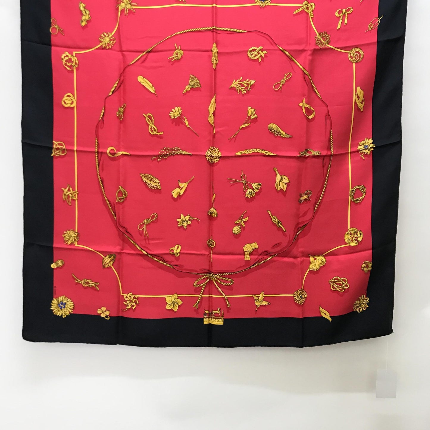 Hermès Preloved Silk Scarf - Timeless Elegance in Black and Red